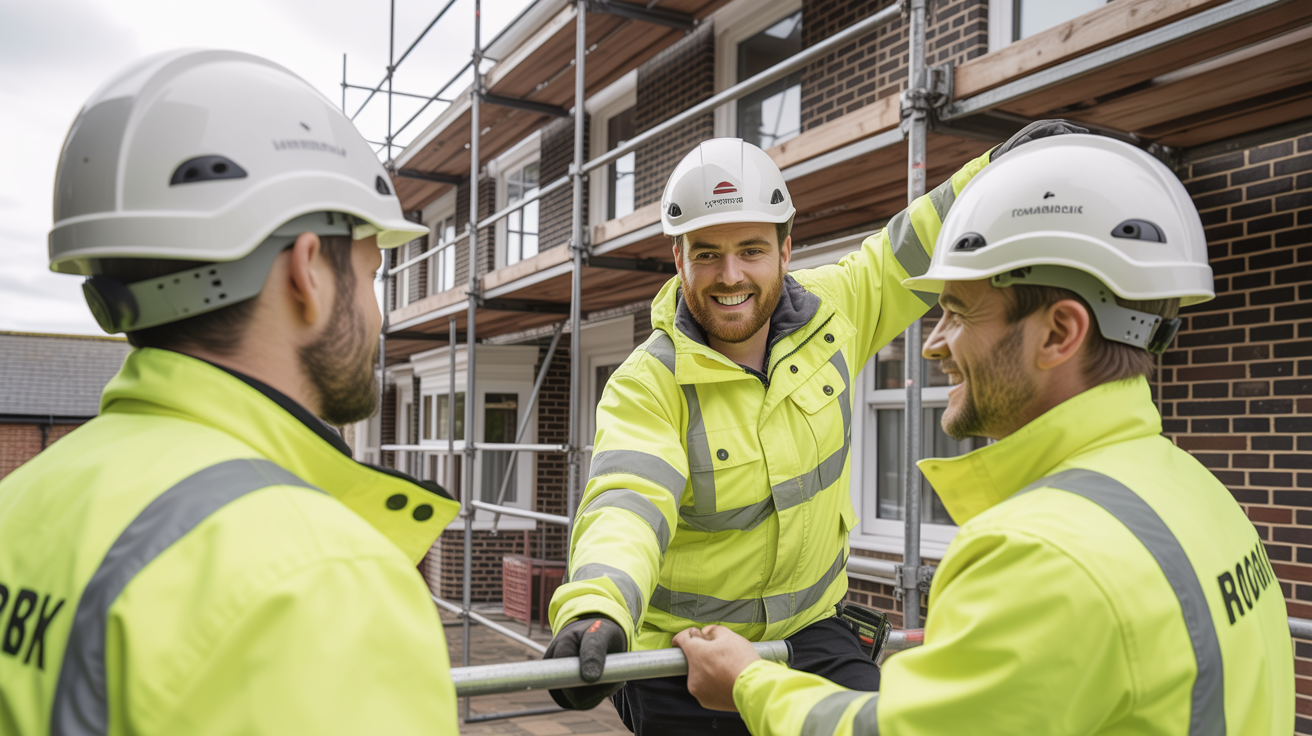B and C Roofing team working on a roof