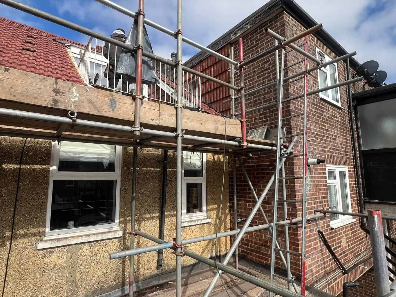 Scaffolding for Roofing Project